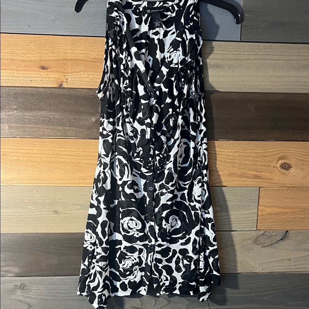 INC International Concepts Black and White Rose Print Mini Dress